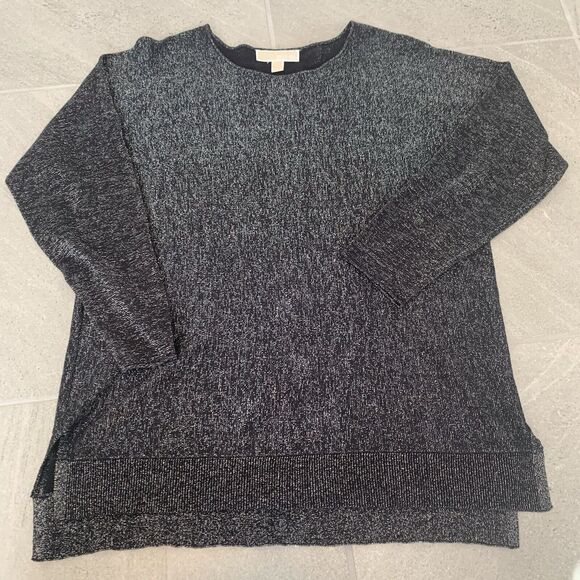 MSRP $99.50 - MICHAEL KORS Long Sleeve Sweater black /silver Size L - Picture 1 of 5
